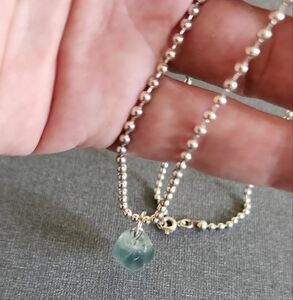 Blue Flourite Pendant On 18 Inxh Silver Chain